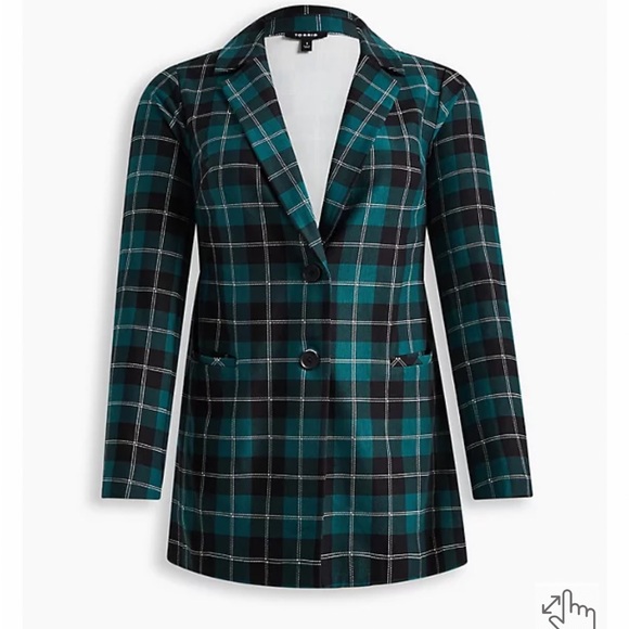 Torrid lightweight ponte knit longline plaid blazer jacket plus size 2X NWT - Picture 4 of 16